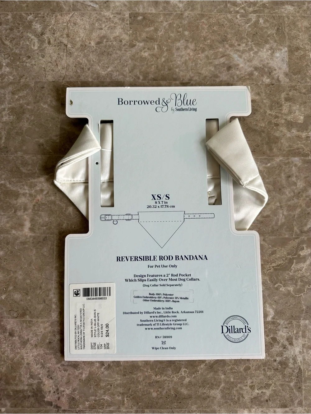 Dog of Honor Reversible Bandana - White with Gold Script